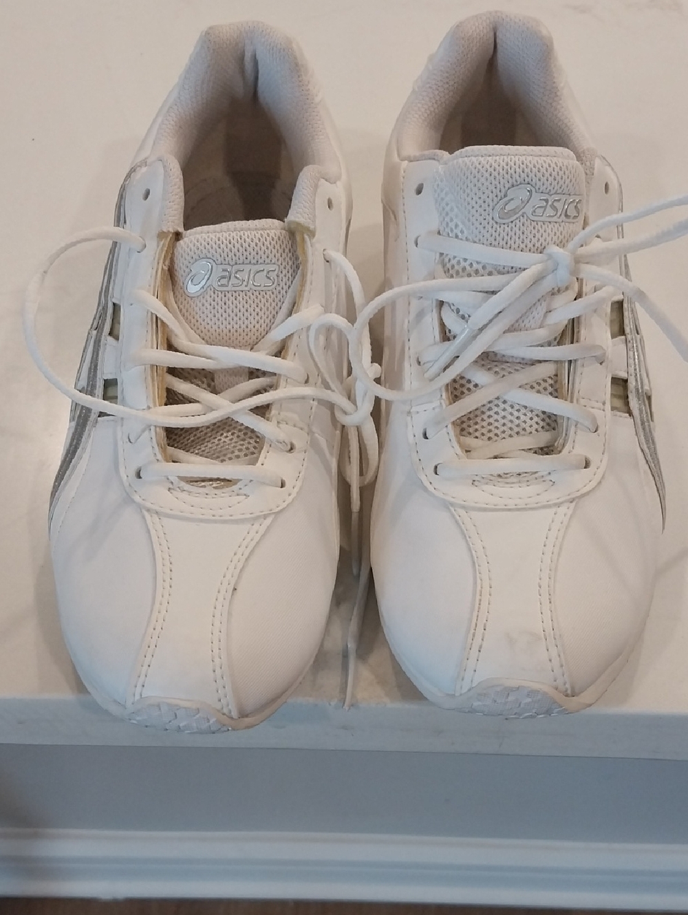 Asics White "Cheer 6"  Sneakers with Silver And Gold Accents...Size 6...